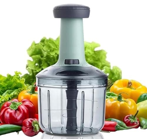 ALIOZ Food Chopper 1000ml, 6 Blade Steel Large Manual Hand-Press Mixer Cutter to Cut Vegetable & Fruits, Onion, Salad, Tomato, Potato Effortless Chopper (1000ML)